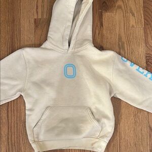Overtime. Cream and Blue Logo Sweatshirt Hoodie